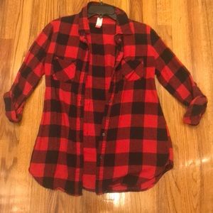 Black & red flannel top